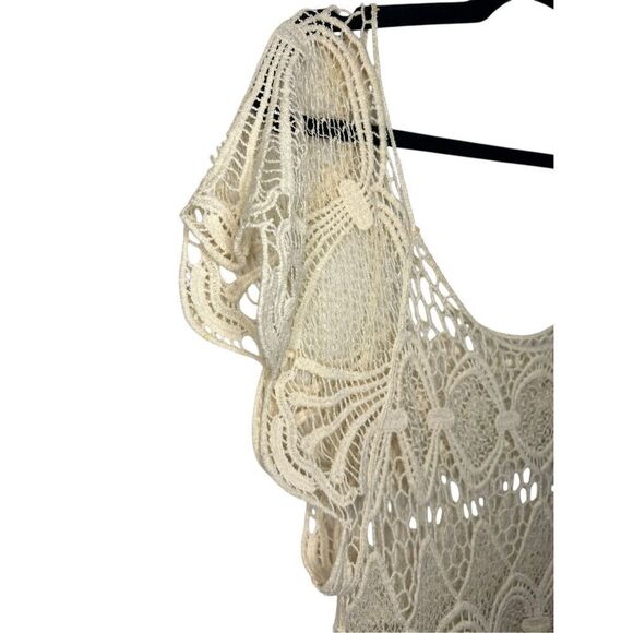 Women’s OS Crochet Fringe Top Boho Beach Swim Coverup - Picture 2 of 4